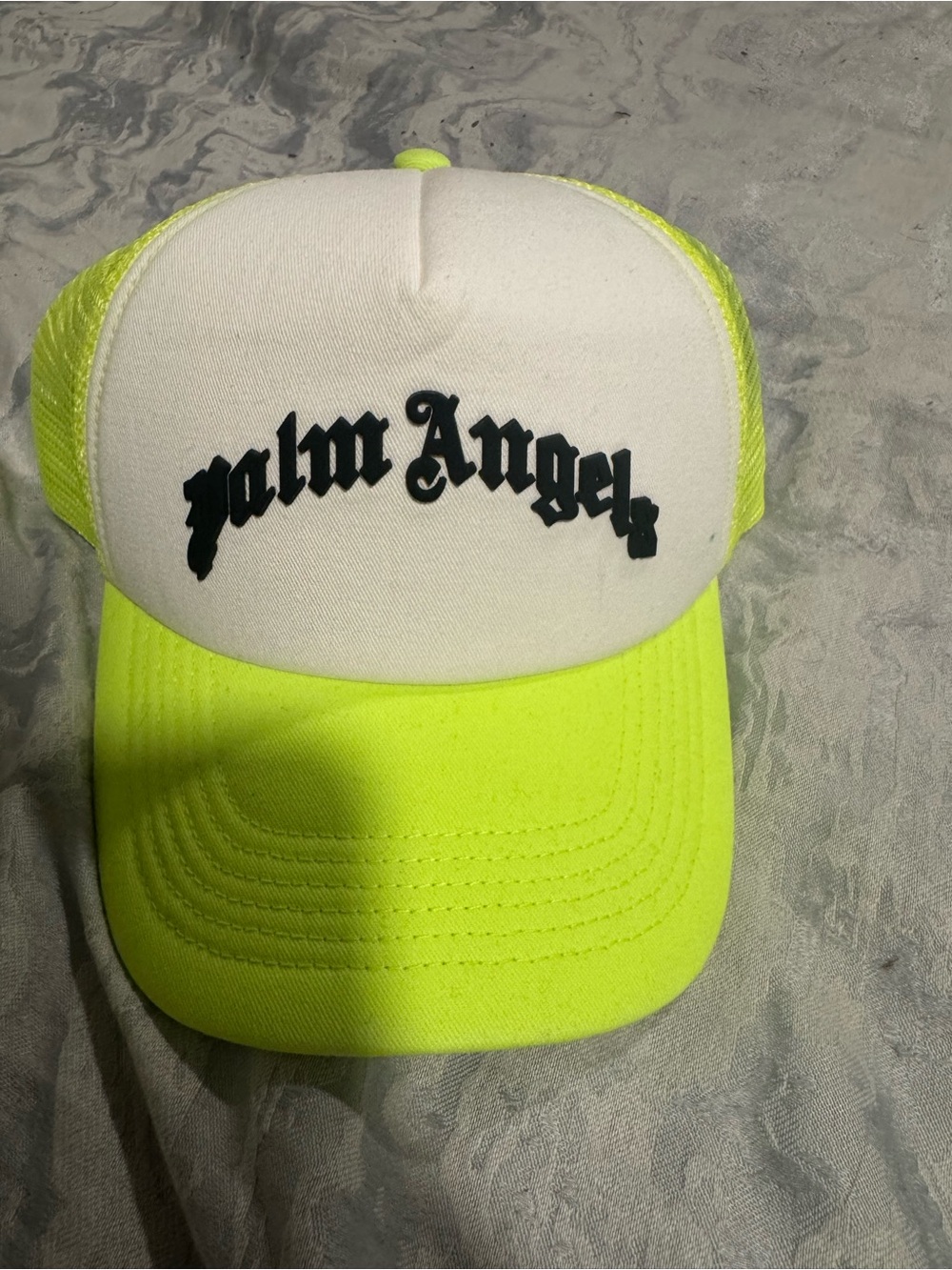 Palm Angels men’s Neon green & White Mesh Trucker Hat